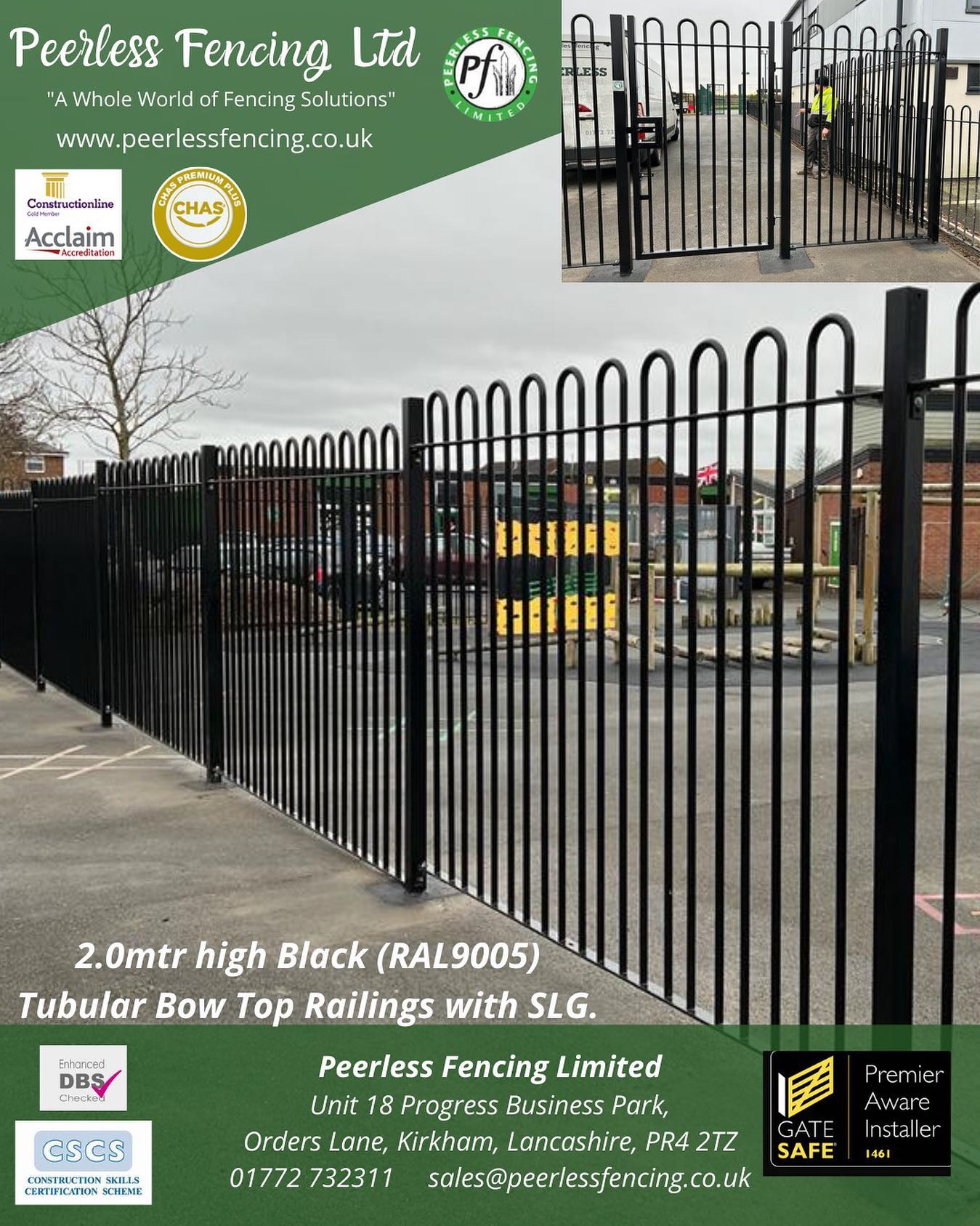 2.0mtr high Tubular Bow Top Railings look fantastic in educational and recreational establishments. Contact sales@peerlessfencing.co.uk for more information or call 01772 732311. #bowtopfencing #schoolfencing #recreationalfencing #safeguardingchildren #fencingcontractors #fencingnorthwest